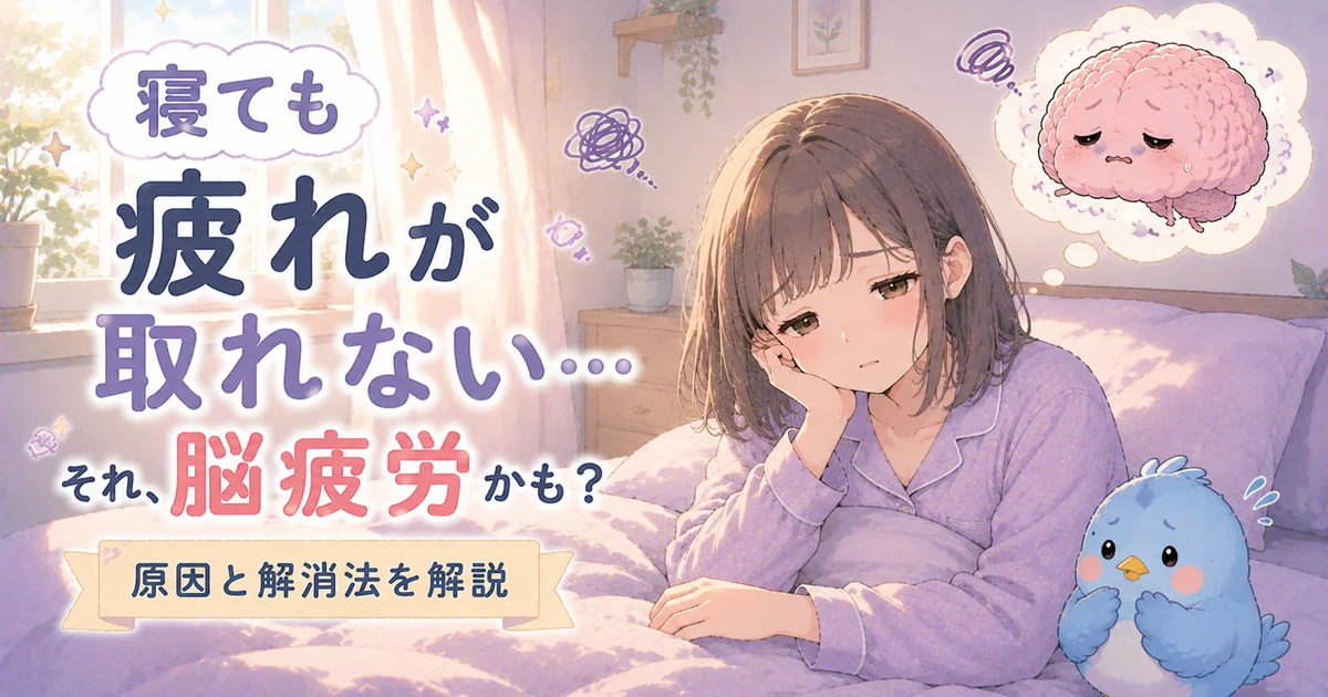 ベッドで目覚めたカシコが疲れ果てた表情をしている。頭上に脳がぐったりと浮かんでいる。傍らにワイズが心配そうにとまっている