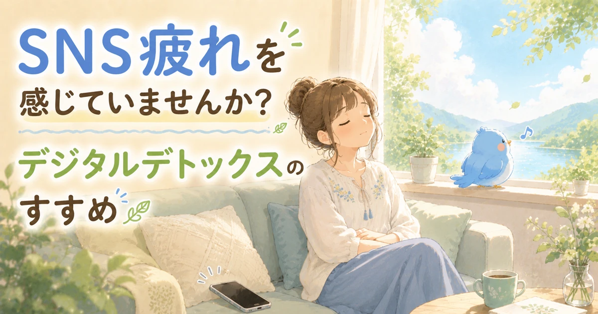 ソファに疲れた表情で座るカシコ。スマホを伏せて隣に置いている。窓辺にワイズが止まり、穏やかな外の景色を眺めている